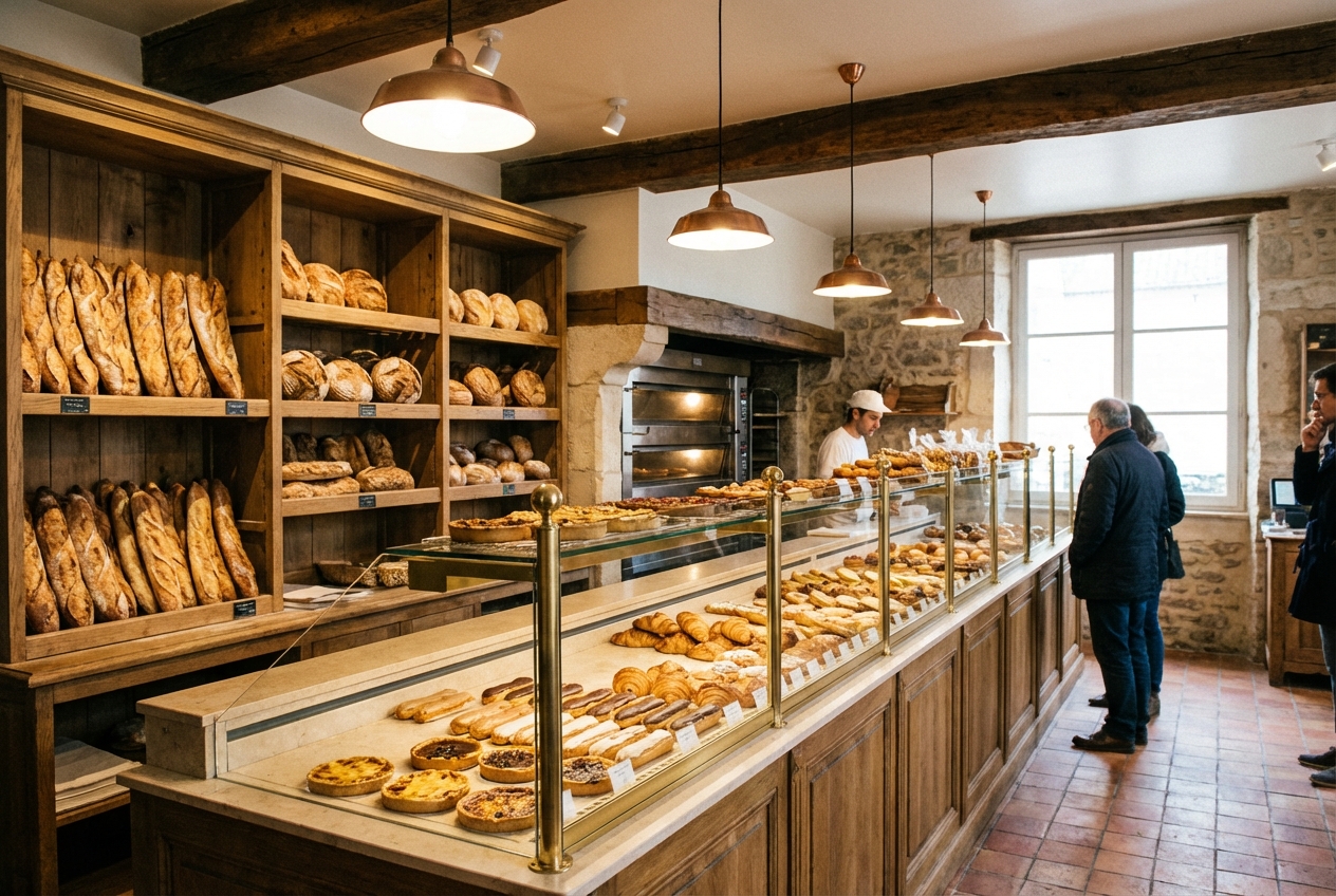 Interieur chaleureux de la boulangerie